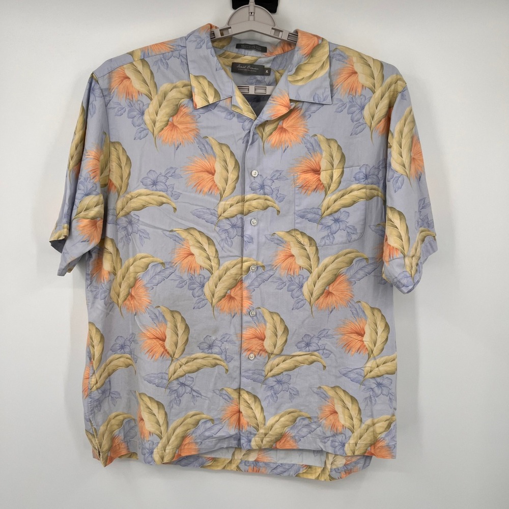 Daniel Cremieux Signature Collection Mens XL Blue Tropical Floral Camp Shirt